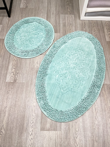 Набор ковриков для ванной овальных Chilai Home PIANTE OVAL хлопок mint, фото, фотография