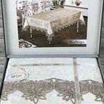 Скатерть прямоугольная Efor BERLINGO велюр кремовый 160х220, фото, фотография