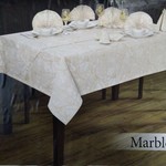 Скатерть прямоугольная с салфетками, кольцами Efor MARBLE велюр кремовый160х220, фото, фотография