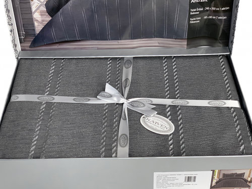 Покрывало Karven FIONA шенил жаккард полиэстер антрацит 240х260, фото, фотография