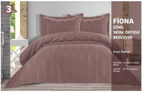 Покрывало Karven FIONA шенил жаккард полиэстер кофейный 240х260, фото, фотография