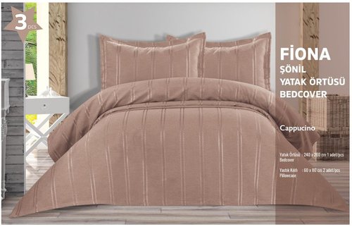 Покрывало Karven FIONA шенил жаккард полиэстер капучино 240х260, фото, фотография