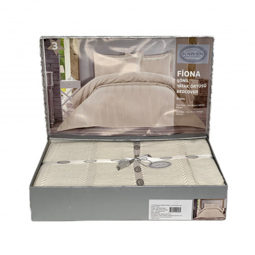 Покрывало Karven FIONA шенил жаккард полиэстер кремовый 240х260, фото, фотография