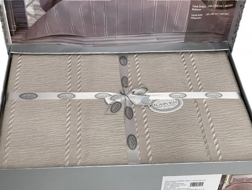 Покрывало Karven FIONA шенил жаккард полиэстер бежевый 240х260, фото, фотография