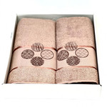 Подарочный набор полотенец для ванной 50х90, 70х140 Karven DORT DAIRE хлопковая махра капучино, фото, фотография