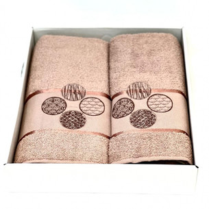 Подарочный набор полотенец для ванной 50х90, 70х140 Karven DORT DAIRE хлопковая махра капучино