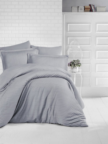 Постельное белье Karven CIZGILI хлопковый сатин grey 1,5 спальный, фото, фотография