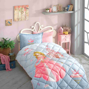 Детское постельное белье с одеялом Clasy CROWN PEMBE хлопковый ранфорс 1,5 спальный