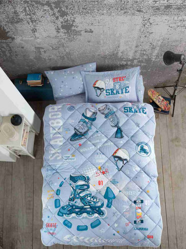 Детское постельное белье с одеялом Clasy SKYLAND MAVI хлопковый ранфорс 1,5 спальный, фото, фотография