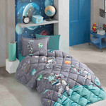 Детское постельное белье с одеялом Clasy SPACE ANTRASIT хлопковый ранфорс 1,5 спальный, фото, фотография