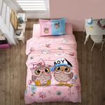 Детское постельное белье Karven PUHU хлопковый ранфорс pink 1,5 спальный, фото, фотография