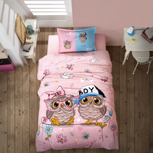 Детское постельное белье Karven PUHU хлопковый ранфорс pink 1,5 спальный