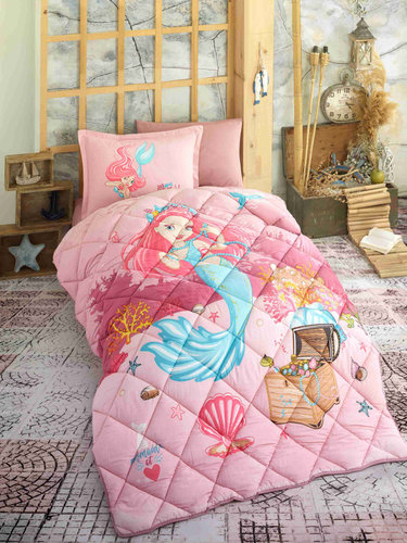 Детское постельное белье с одеялом Clasy DELFIN PEMBE хлопковый ранфорс 1,5 спальный, фото, фотография
