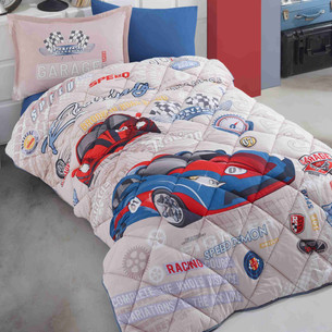 Детское постельное белье с одеялом Clasy GARAGE MAVI хлопковый ранфорс 1,5 спальный