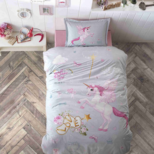 Детское постельное белье с одеялом Clasy PEGASUS MINT хлопковый ранфорс 1,5 спальный