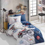 Детское постельное белье с одеялом Clasy ROAD KING MAVI хлопковый ранфорс 1,5 спальный, фото, фотография