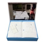 Набор полотенец для ванной 2 пр. Maison Dor SOFT HEARTS хлопковая махра белый/голубой, фото, фотография