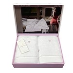 Набор полотенец для ванной 2 пр. Maison Dor SOFT HEARTS хлопковая махра белый/розовый, фото, фотография