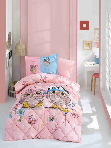Детское постельное белье с одеялом Clasy PUHU PEMBE хлопковый ранфорс 1,5 спальный, фото, фотография