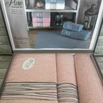 Набор полотенец для ванной с ковриком 3 пр. Efor PURE хлопковая махра розовый, фото, фотография