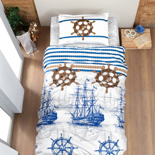 Детское постельное белье Karven YOUNG STYLE MARINA хлопковый ранфорс blue 1,5 спальный