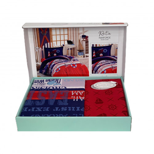 Детское постельное белье Karven YOUNG STYLE ROTA хлопковый ранфорс navy blue 1,5 спальный, фото, фотография