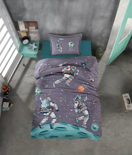 Детское постельное белье Karven YOUNG STYLE SPACE хлопковый ранфорс antracit 1,5 спальный, фото, фотография