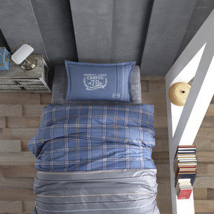 Детское постельное белье Karven YOUNG STYLE CAMPUS хлопковый ранфорс blue 1,5 спальный