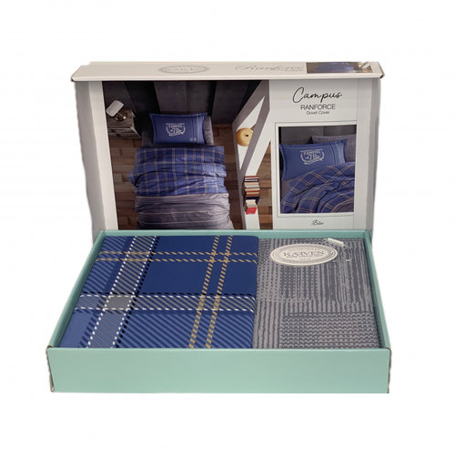 Детское постельное белье Karven YOUNG STYLE CAMPUS хлопковый ранфорс blue 1,5 спальный, фото, фотография