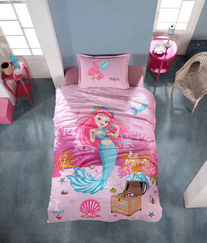 Детское постельное белье Karven YOUNG STYLE DELFIN хлопковый ранфорс pink 1,5 спальный, фото, фотография
