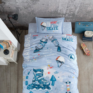 Детское постельное белье Karven YOUNG STYLE SKYLAND хлопковый ранфорс blue 1,5 спальный