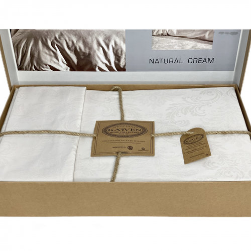 Постельное белье Karven HOTEN NATURAL хлопковый сатин-жаккард cream евро, фото, фотография