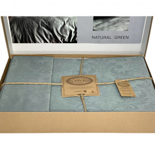 Постельное белье Karven HOTEN NATURAL хлопковый сатин-жаккард green евро, фото, фотография