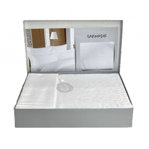 Постельное белье Karven SARMASIK хлопковый сатин-жаккард white евро, фото, фотография