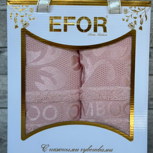 Подарочный набор полотенец для ванной 50х90, 70х140 Efor OTTOMAN бамбуковая махра светло-розовый