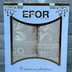 Подарочный набор полотенец для ванной 50х90, 70х140 Efor OTTOMAN бамбуковая махра капучино