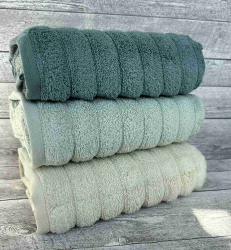 Набор полотенец для ванной 3 шт. Luzz MIC-4 хлопковая махра зелёный 50х90, фото, фотография