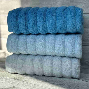 Набор полотенец для ванной 3 шт. Luzz MIC-4 хлопковая махра синий 50х90