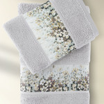 Подарочный набор полотенец для ванной 50х90, 70х140 Karna JASMIN хлопковая махра светло-серый, фото, фотография