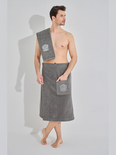 Набор для сауны мужской Karna ARMEN хлопковая махра серый, фото, фотография