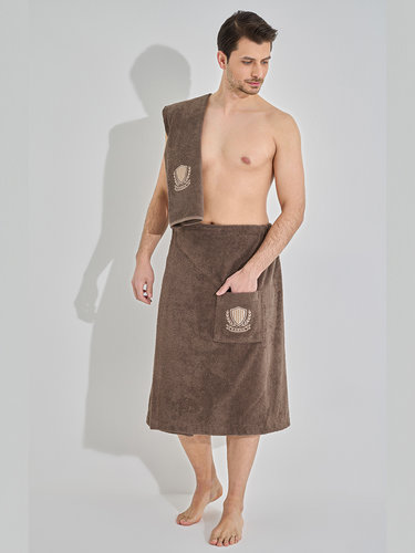 Набор для сауны мужской Karna ARMEN хлопковая махра тёмно-коричневый, фото, фотография