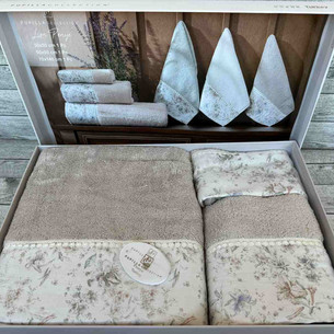 Набор полотенец для ванной в подарочной упаковке 3 пр. Pupilla LION хлопковая махра bej