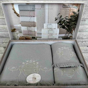 Подарочный набор полотенец для ванной 30х50, 50х90, 70х140 Pupilla BERNINI V2 хлопковая махра серый