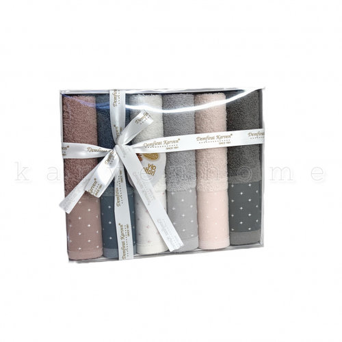 Подарочный набор полотенец-салфеток 30х50(6) Karven YILDIZ хлопковая махра, фото, фотография
