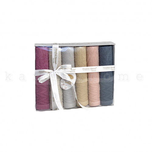 Подарочный набор полотенец-салфеток 30х50(6) Karven SOHO хлопковая махра, фото, фотография