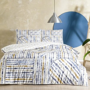Комплект подросткового постельного белья TAC GENC MODASI COSMO хлопковый ранфорс голубой евро