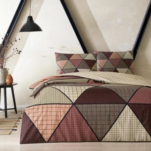 Комплект подросткового постельного белья TAC GENC MODASI DELTA хлопковый ранфорс коричневый 1,5 спальный