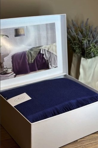 Махровая простынь-покрывало для укрывания Tivolyo Home NATURAL SLIM хлопок синий 160х220, фото, фотография