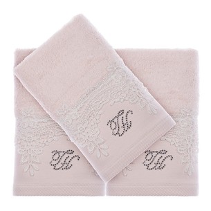 Набор полотенец-салфеток в подарочной упаковке 30х50 см (2 шт.) Tivolyo Home JULIET хлопковая махра розовый