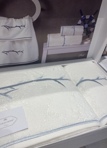 Подарочный набор полотенец для ванной 2 пр. Tivolyo Home PIXEL хлопковая махра кремовый+серый, фото, фотография
